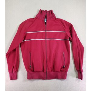 Vintage The Sports Scene Jacket Mens Medium Red Ribbed Full Zip Pockets Outdoor